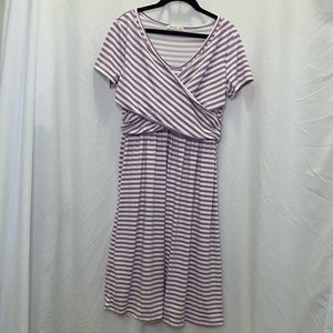 REB & J. 220 beautiful soft purple & white a-line midi dress, size M